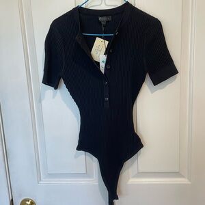 Nwt Guess Black Ribbed Bodysuit XS